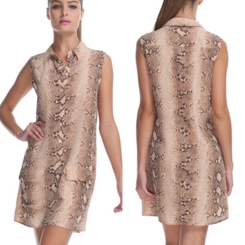 Equipment Femme Silk Snakeskin Collared Dress